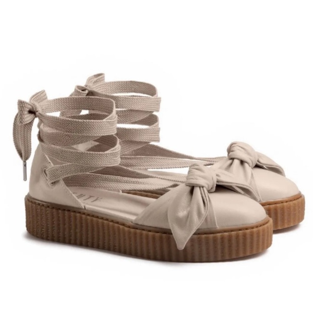 Fenty by Rihanna PUMA leather bow creeper shoes with ties size 9